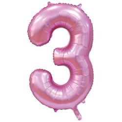 Цифра 3 розовая сатин