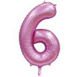 Цифра 6 розовая сатин