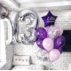 Фонтан из сиреневых и фиолетовых шаров с цифрой 13