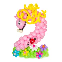 Цифра из шаров 2 розовая лошадка
