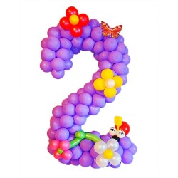 Цифра из шаров 2 фиолетовая с цветами