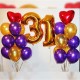 Композиция из фиолетовых шаров с сердцами и цифрой 31