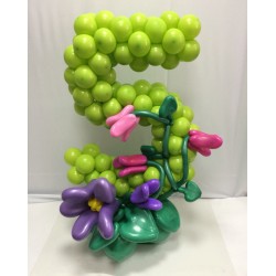 Цифра из шаров 5 зеленая с цветами