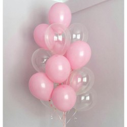 Фонтан из розовых и прозрачных шаров