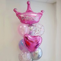 Фонтан из шаров с розовой Короной
