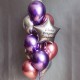 Фонтан из фиолетовых, розовых и серебряных шаров со звездой
