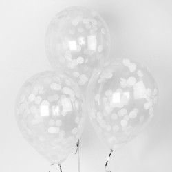 Облако прозрачных шаров с белым конфетти