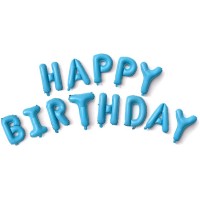 Фольгированная надпись Happy Birthday голубая