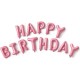 Фольгированная надпись Happy Birthday розовая