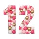 Аэромозайка цифра 12 из розовых и белых шаров