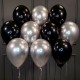 Воздушные черные и серебряные хромированные шары