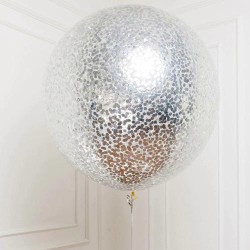 Большой прозрачный шар с серебряным конфетти