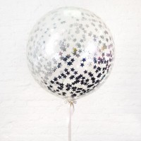 Большой прозрачный шар с серебряными звездочками-конфетти