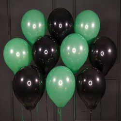 Воздушные зеленые и черные шары матовые