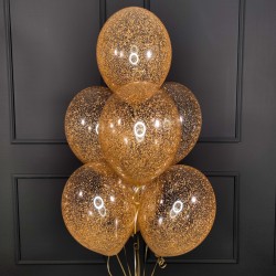 Воздушные прозрачные шарики с золотыми блестками