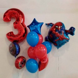 Композиция из шаров с гелием Человек Паук с цифрой 3