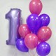 Фонтан из розово-фиолетовых шаров агат с цифрой 1