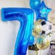 Фонтан из синих и прозрачных шаров с конфетти и цифрой 7
