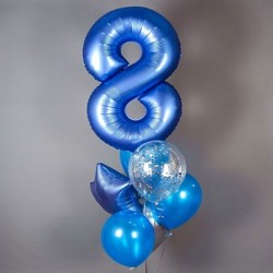 Фонтан из синих шаров со звездой и цифрой 8