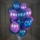 Воздушные синие шарики кристалл и фиолетовые металлик