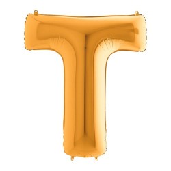 Фольгированная золотая буква T шары буквы
