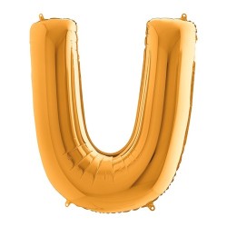 Фольгированная золотая буква U шары буквы