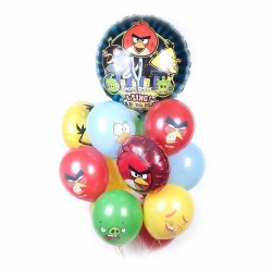 Фонтан из шаров ассорти Angry Birds с музыкальным шаром