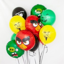 Композиция из воздушных шаров разноцветных с Angry Birds