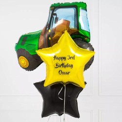 Композиция из воздушных шаров звезд с фольгированным трактором