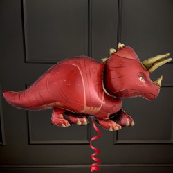 Фольгированная фигура Динозавр Трицератопс красный