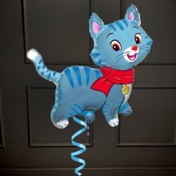 Детская фольгированная фигура кошечка голубая