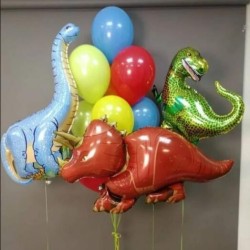 Фольгированные динозавры с шарами ассорти