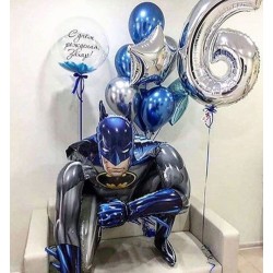 Композиция из хром шаров с Бэтменом, шаром Bubbles и цифрой 6