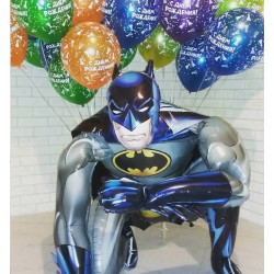 Композиция из шаров металлик ассорти с ходячей фигурой Бэтмен