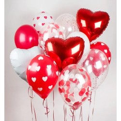 Воздушные шары для влюбленных красно-белые сердца