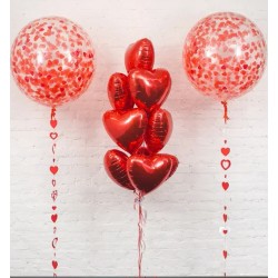 Воздушные шары для влюбленных сердечки с конфетти