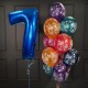 Фонтан из шаров с днем рождения с синей цифрой