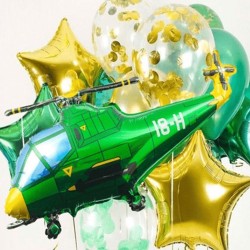 Военные шары с зеленым вертолетом и конфетти