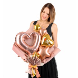 Букет из шаров сердечек для девушки к 14 февраля