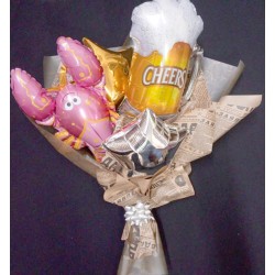 Букет из шаров для мужчины с мини фигурами рак, пиво и звезды