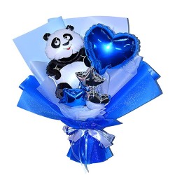 Букет из шаров детский Панда с синим сердцем
