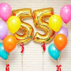 Композиция воздушные шары с цифрой 55 ассорти