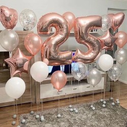 Композиция воздушные шары с цифрой 25 розовое золото