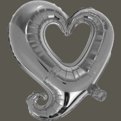 Фольгированное сердце-вензель серебро
