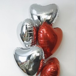 Фольгированные сердца серебро и красные сердца