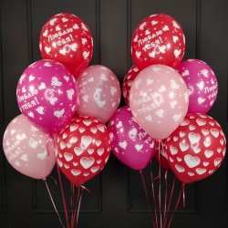 Композиция из воздушных шаров красно-розовых Люблю тебя!