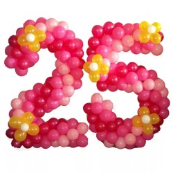 Цифра 25 из розовых шаров