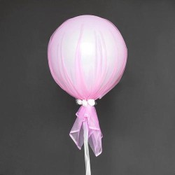 Белый шар Bubble с фатином розового цвета