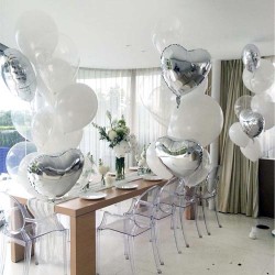 Белые и серебряные шары на свадьбу