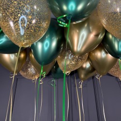 Шары под потолок золотой и зеленый хром